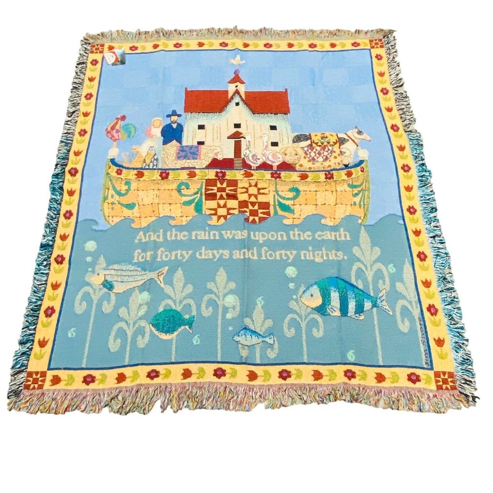 Jim Shore Heartwood Creek Noah's Ark 2006 Tapestry Afghan Throw
